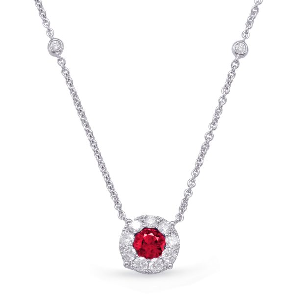 White Gold Ruby & Diamond Necklace