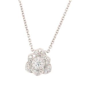 White Gold Diamond Flower Necklace White Gold Diamond Flower Necklace