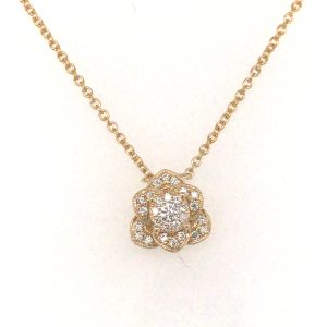 Yellow Gold Diamond Flower Necklace Yellow Gold Diamond Flower Necklace