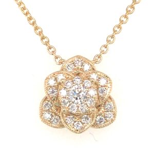 Yellow Gold Diamond Flower Necklace Yellow Gold Diamond Flower Necklace