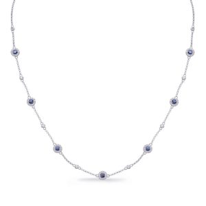 White Gold Sapphire & Diamond Necklace White Gold Sapphire & Diamond Necklace