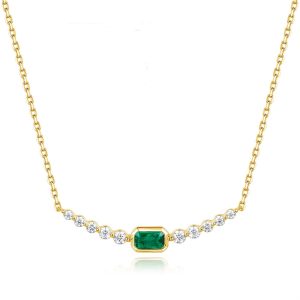 Yellow Gold Emerald & Diamond Necklace Yellow Gold Emerald & Diamond Necklace