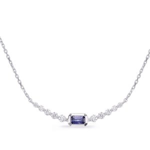 White Gold Sapphire & Diamond Necklace White Gold Sapphire & Diamond Necklace
