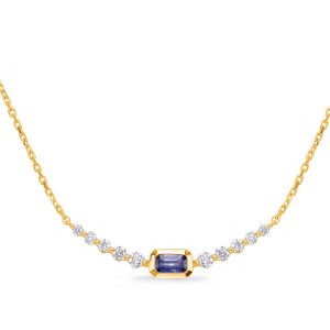 Yellow Gold Sapphire & Diamond Necklace Yellow Gold Sapphire & Diamond Necklace