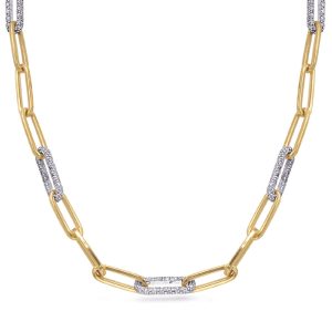 Yellow & White Gold Paper Clip Necklace Yellow & White Gold Paper Clip Necklace