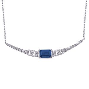 White Gold Diamond & Sapphire Necklace White Gold Diamond & Sapphire Necklace