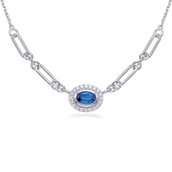 White Gold Diamond & Sapphire Necklace