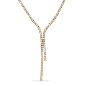 Yellow Gold Four Prong Tennis Lariat Yellow Gold Four Prong Tennis Lariat