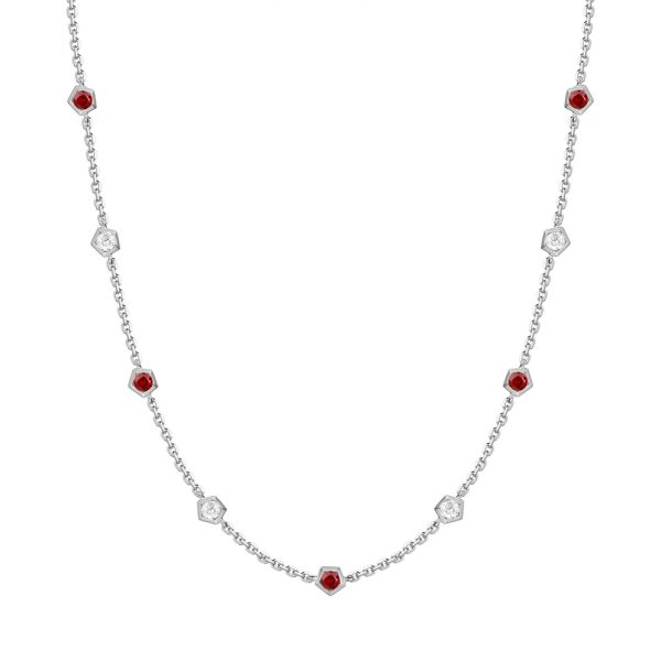 White Gold Ruby & Diamond Necklace