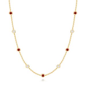 Yellow Gold Ruby & Diamond Necklace Yellow Gold Ruby & Diamond Necklace