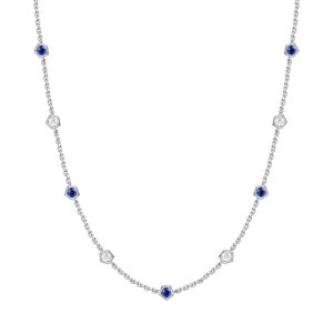 White Gold Sapphire & Diamond Necklace White Gold Sapphire & Diamond Necklace