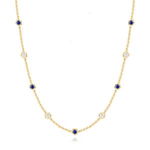 Yellow Gold Sapphire & Diamond Necklace Yellow Gold Sapphire & Diamond Necklace