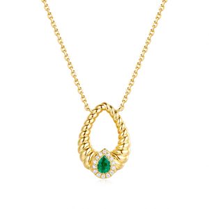 Yellow Gold Diamond & Emerald Necklace Yellow Gold Diamond & Emerald Necklace