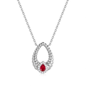 White Gold Diamond & Ruby Necklace White Gold Diamond & Ruby Necklace