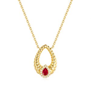 Yellow Gold Diamond & Ruby Necklace Yellow Gold Diamond & Ruby Necklace