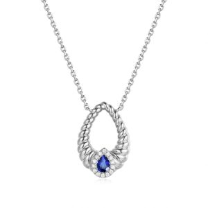 White Gold Diamond & Sapphire Necklace White Gold Diamond & Sapphire Necklace