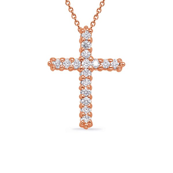 Rose Gold Diamond Cross Pendant