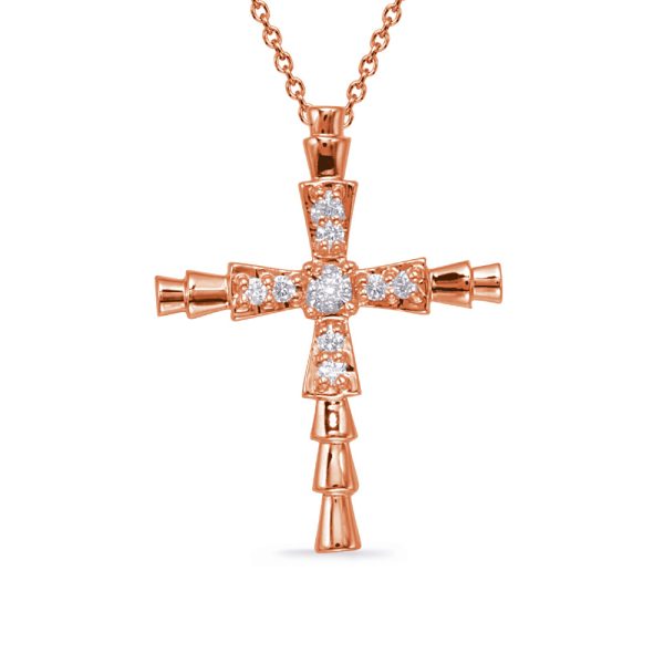 Rose Gold Diamond Cross Pendant
