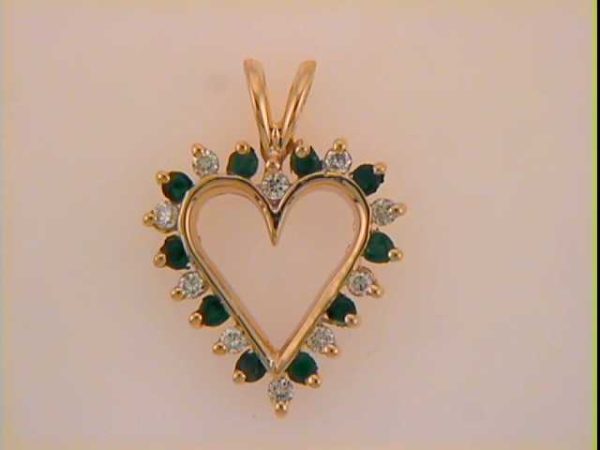 Emerald & Diamond Heart Pendant