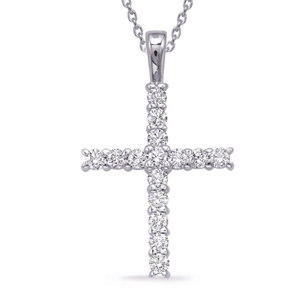White Gold Diamond Cross Pendat