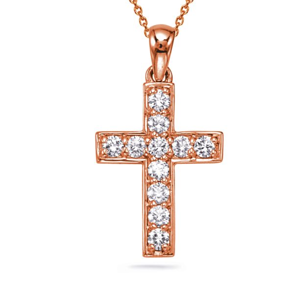 Rose Gold Diamond Cross Pendant