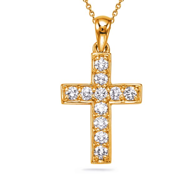 Yellow Gold Diamond Cross Pendant