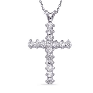 White Gold Diamond Cross Pendant White Gold Diamond Cross Pendant
