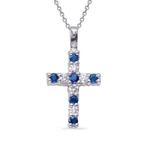 White Gold Sapphire & Diamond Cross White Gold Sapphire & Diamond Cross