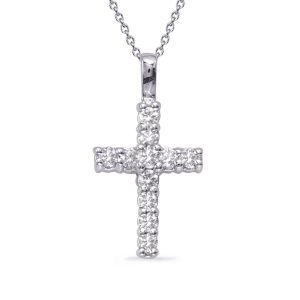 White Gold Shared Prong Cross White Gold Shared Prong Cross