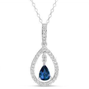 White Gold Sapphire & Diamond Pendant White Gold Sapphire & Diamond Pendant