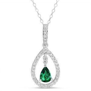 White Gold Tsavorite & Diamond Pend White Gold Tsavorite & Diamond Pend