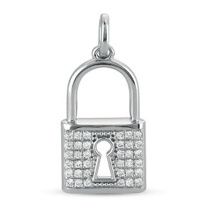 White Gold Lock Charm 25mm White Gold Lock Charm 25mm