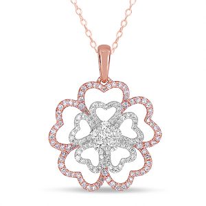 White & Rose Gold Diamond Pendant White & Rose Gold Diamond Pendant