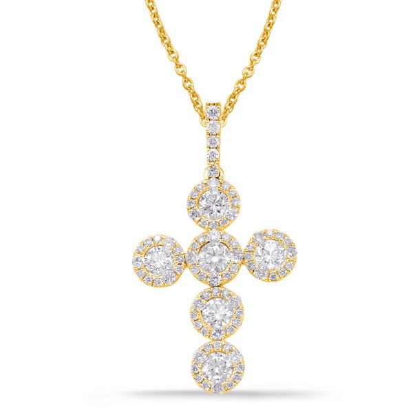 Yellow Gold Diamond Cross Pendant