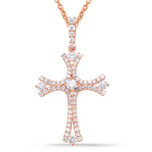 Rose Gold Diamond Cross Pendant
