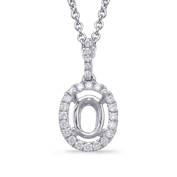 Diamond Pendant For 8x6mm Oval Center