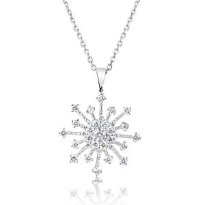 White Gold Snowflake Diamond Pendant White Gold Snowflake Diamond Pendant