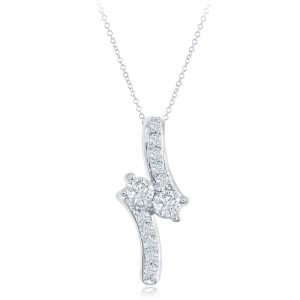 White Gold Two Stone Pendants White Gold Two Stone Pendants