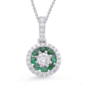 White Gold Emerald & Diamond Pendant White Gold Emerald & Diamond Pendant