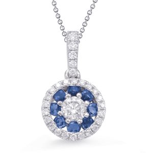 White Gold Sapphire & Diamond Pendant White Gold Sapphire & Diamond Pendant