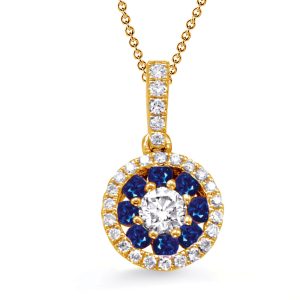 Yellow Gold Sapphire & Diamond Pendant Yellow Gold Sapphire & Diamond Pendant
