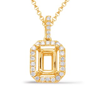 Diamond Pendant For 6x4mm Emerald Cut