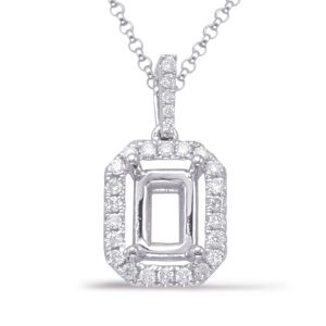 Diamond Pendant For 7x5mm Emerald Cut