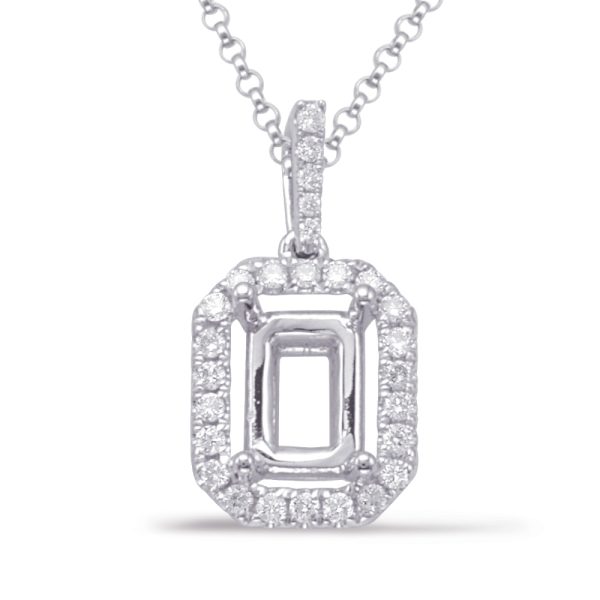 Diamond Pendant For 8x6mm Emerald Cut