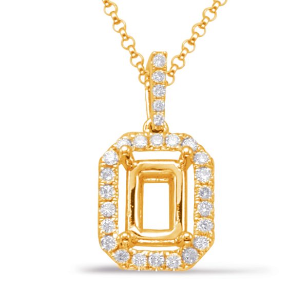 Diamond Pendant For 9x7mm Emerald Cut