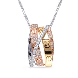 Rose & Yellow & White Gold Pendant