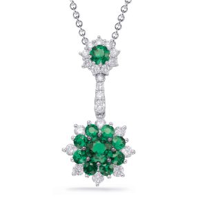 White Gold Emerald & Diamond Pendant White Gold Emerald & Diamond Pendant