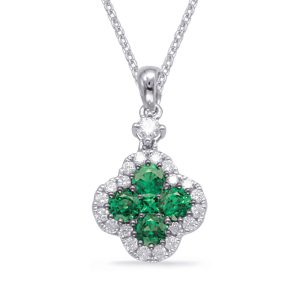 White Gold Emerald & Diamond Pendant White Gold Emerald & Diamond Pendant