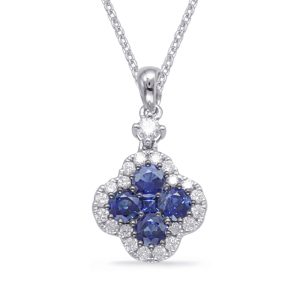 White Gold Sapphire & Diamond Pendant White Gold Sapphire & Diamond Pendant