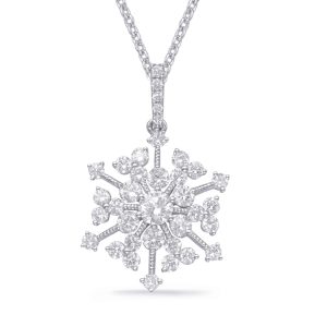 White Gold Snowflake Diamond Pendant White Gold Snowflake Diamond Pendant